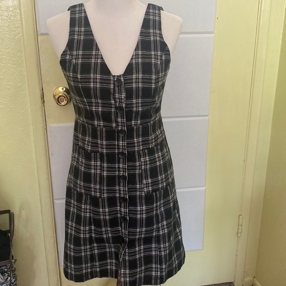 Disturbia Black and White Plaid Button dress